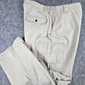 LL Bean Mens 34x29 Tropic Weight Cargo Pants Khaki Beige Elastic Waist Gorpcore
